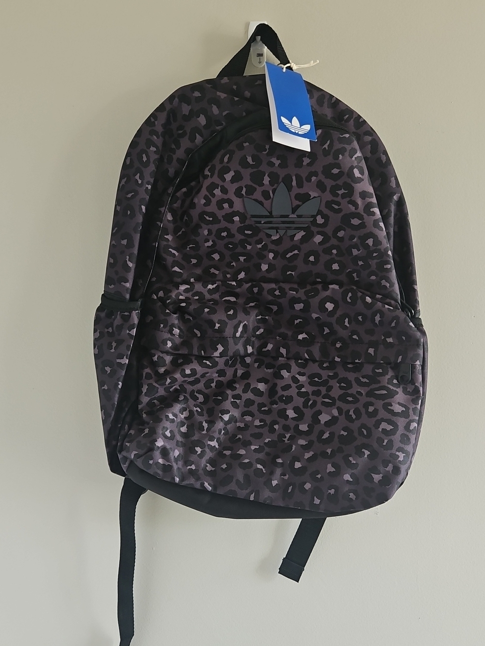 adidas Purple/Black/Grey Leopard Print Backpack with Trefoil Logo